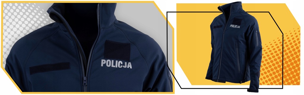 Softshell Policja Kurtka Ochronna Wodoodporna z Rzepami i Zamkami XL EAN (GTIN) 5902043020272